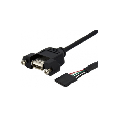StarTech.com 1 ft Panel Mount USB Cable - USB A to Motherboard Header Cable Adapter F / F - USB 2.0 internal Cable (USBPNLAFHD1) - USB internal to external cable - USB (F) to 5 pin USB 2.0 header (F) - 30 cm - thumbscrews - black - 2