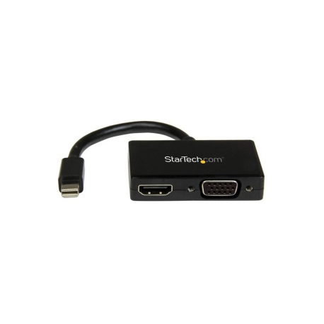 StarTech.com Mini DisplayPort to HDMI and VGA - 2 in 1 Travel Adapter - Mini DisplayPort to VGA Adapter - Mini DP to HDMI Dongle - Monitor Adapter (MDP2HDVGA) - Video converter - DisplayPort - HDMI, VGA - black - 3