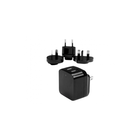 StarTech.com Travel USB Wall Charger - 2 Port - Black - Universal Travel Adapter - International Power Adapter - USB Charger (USB2PACBK) - Power adapter - 17 Watt - 3.4 A - 2 output connectors (USB) - black - for P / N: USBLT1MWS, USBLT2MBR, USBLT2MW, USBLT30CMW, USBLTM1MBK, USBLTM1MWH, VID2VGATV3 - 4