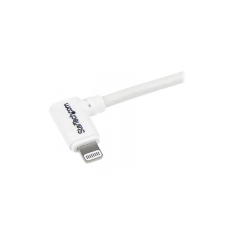 StarTech.com Angled Lightning to USB Cable - 2m (6ft) - White - Apple MFi Certified (USBLT2MWR) - Lightning cable - Lightning male to USB male - 2 m - double shielded - white - angled connector - for P / N: USB2PCARBK, USB2PCARBKS, USBLT2PCARW, USBUB2PCARB - 5