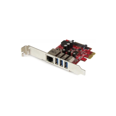 StarTech.com 3 Port PCI Express USB 3.0 Card + Gigabit Ethernet - Fits Standard & Low-Profile PCs - UASP Supported - Optional SATA Power (PEXUSB3S3GE) - Network  /  USB adapter - PCIe 2.0 low profile - USB 3.0 x 3 + 1000Base-T x 1 - 6