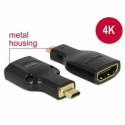Delock - HDMI adapter - micro HDMI male to HDMI female - black - 4K support