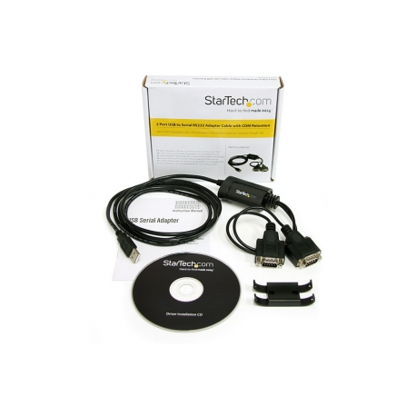 StarTech.com USB to Serial Adapter - 2 Port - COM Port Retention - FTDI - USB to RS232 Adapter Cable - USB to Serial Converter (ICUSB2322F) - Serial adapter - USB - RS-232 x 2 - black - 4