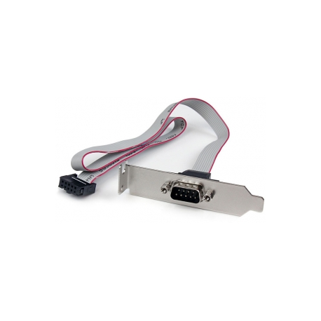 StarTech.com 1 Port 16in DB9 Serial Port BRacket to 10 Pin Header - Low Profile - low profile DB9 Header - DB9 bRacket (PLATE9M16LP) - Serial panel - DB-9 (M) to 10 PIN IDC (F) - 40.6 cm - grey - 8