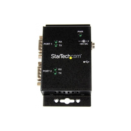 StarTech.com USB to Serial Adapter - 2 Port - Wall Mount - Din Rail Clips - Industrial - COM Port Retention - FTDI - DB9 (ICUSB2322I) - Serial adapter - USB 2.0 - RS-232 x 2 - black - 1