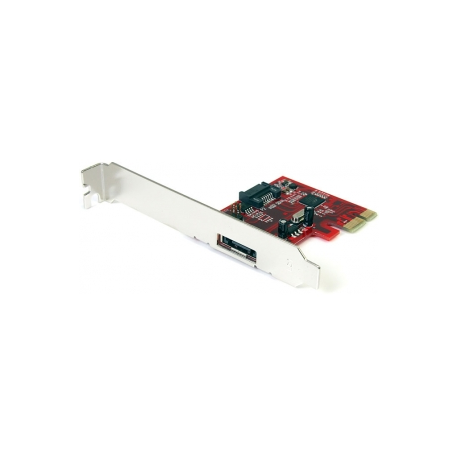 StarTech.com 1x eSATA + 1x SATA 6Gbps PCI Express SATA Controller Card - Storage controller (RAID) - SATA 6Gb / s / eSATA 6Gb / s - low profile - RAID 0, 1, JBOD - PCIe 2.0 x1 - red - for P / N: S251SMU33EP, S3520BU33ER, S355BU33ERM, ST521PMINT - 5