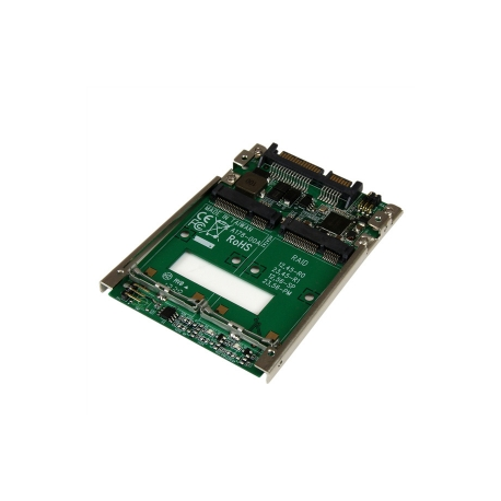 StarTech.com Dual mSATA SSD to 2.5" SATA RAID Adapter Converter - 2x mSATA SSD to 2.5in SATA Adapter with RAID and 7mm Open Frame Housing (25SAT22MSAT) - Storage controller - 2 Channel - mSATA - RAID 0, 1, JBOD, BIG - SATA 6Gb / s - for P / N: BRACKET125PT, BRACKET125PTP, BRACKET225PT, BRACKET425F - 3