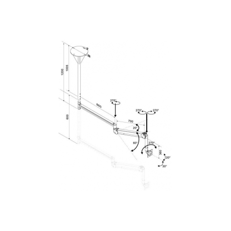 Neomounts by Newstar FPMA-HAC100HC - Bracket - for LCD display (full-motion) - medical - white - screen size: 10"-32" - ceiling mountable - 3