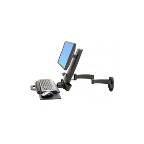 Ergotron 200 Series - Mounting kit (articulating arm, barcode scanner holder, keyboard tray with left / right mouse tray) - for LCD display  /  PC equipment - steel - black - screen size: up to 24" - wall-mountable - 0