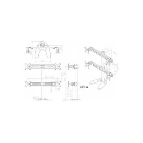Neomounts by Newstar FPMA-D700DD4 - Stand - for 4 LCD displays (full-motion) - black - screen size: 19"-30" - desktop stand, grommet, desk-mountable - 2
