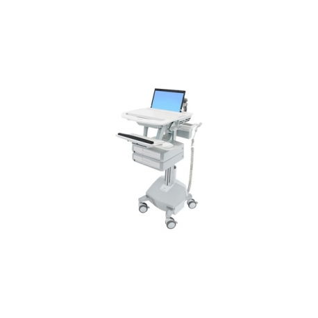 Ergotron StyleView - Cart - for notebook  /  keyboard  /  mouse (open architecture) - medical - aluminium, zinc-plated steel, high-grade plastic - grey, white, polished aluminium - screen size: 17.3" wide - output: AC 230 V - 40 Ah - lithium iron phosphate - TAA Compliant - 0