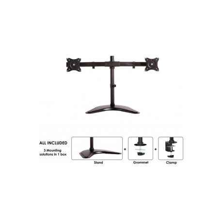 Neomounts by Newstar Select NM-D335D - Stand - for 2 LCD displays (full-motion) - black - screen size: 10"-27" - desktop stand, clamp mountable, grommet, desk-mountable - 7