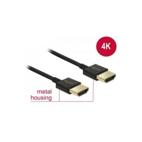 Delock Slim Premium - HDMI cable with Ethernet - HDMI male to HDMI male - 4.5 m - triple shielded twisted pair - black - 4K support - 0