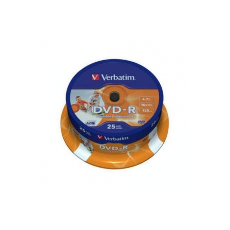 Verbatim - 25 x DVD-R - 4.7 GB 16x - wide photo printable surface - spindle - 0