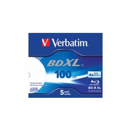 Verbatim - 5 x BD-R XL - 100 GB 4x - ink jet printable surface - jewel case - 0