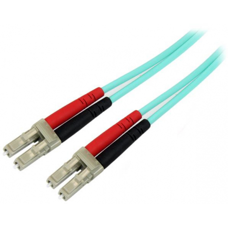 StarTech.com Aqua OM4 Duplex Multimode Fiber - 1m  /  3 ft - 100 Gb - 50 / 125 - OM4 Fiber - LC to LC Fiber Patch Cable (450FBLCLC1) - Network cable - LC multi-mode (M) to LC multi-mode (M) - 1 m - fibre optic - duplex - 50  /  125 micron - OM4 - aqua - 1