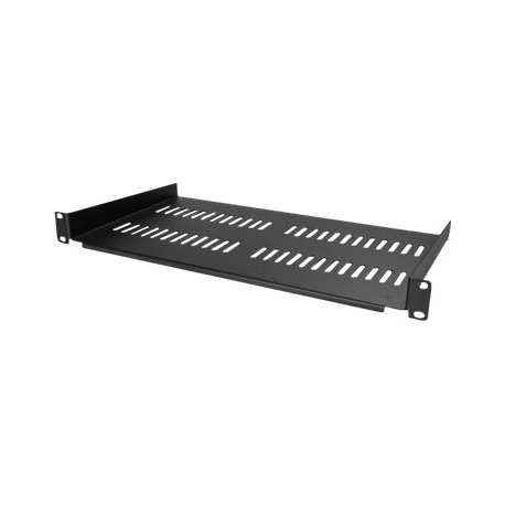 StarTech.com 1U Vented Server Rack Cabinet Shelf, 10in Deep Fixed Cantilever Tray, Rackmount Shelf for 19" AV / Data / Network Equipment Enclosure with Cage Nuts & Screws, 44lbs Weight Cap. - 1U Network Rack Shelf (CABSHELFV1U) - Rack shelf - black - 1U - 10" - 1