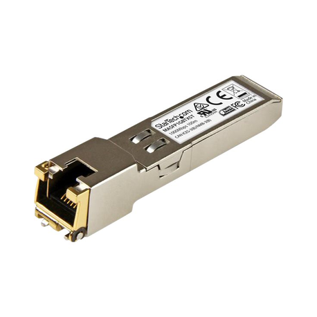 StarTech.com Cisco Meraki MA-SFP-1GB-TX Compatible SFP Module, 1000BASE-T, SFP to RJ45 Cat6 / Cat5e, 10 / 100 / 1000 Mbps, RJ-45 (Copper) 100m, Cisco Meraki MS225, MX400, MS250, 1GbE Mini GBIC - Lifetime Warranty (MASFP1GBTXST) - SFP (mini-GBIC) transceiver module (equivalent to: Cisco Meraki MA-SFP-1GB-TX) - GigE - 1000Base-T - RJ-45 - up to 100 m - 0