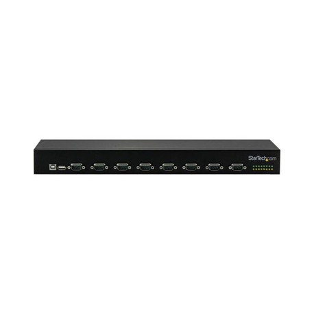 StarTech.com USB to Serial Hub - 8 Port - COM Port Retention - Rack Mount and Daisy Chainable - FTDI USB to RS232 Hub (ICUSB23208FD) - Serial adapter - USB 2.0 - RS-232 x 8 - black - 11