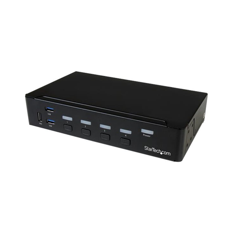 StarTech.com 4 Port DisplayPort KVM Switch - DP KVM Switch with Audio and Built-in USB 3.0 Hub for Peripherals - 4K 30Hz (SV431DPU3A2) - KVM  /  USB switch - 4 x KVM  /  audio  /  USB + 3 x SuperSpeed USB - 1 local user - rack-mountable - AC 120 / 230 V  /  DC 9 - 12 V - for P / N: SV431RACK - 3