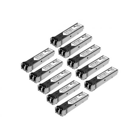 StarTech.com Cisco GLC-SX-MM Compatible SFP Module, 1000BASE-SX, 1GbE Multimode Fiber MMF Optic Transceiver, 1GE Gigabit Ethernet SFP, LC 550m, 850nm DDM, Cisco IE3200, IE3300, ME1200 - Lifetime Warranty (GLCSXMM10PST) - SFP (mini-GBIC) transceiver module (equivalent to: Cisco GLC-SX-MM) - GigE - 1000Base-SX - LC multi-mode - up to 550 m - 850 nm (pack of 10) - 2