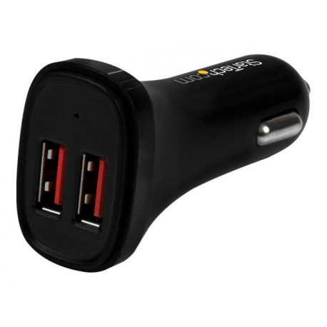 StarTech.com Dual Port USB Car Charger - High Power 24W / 4.8A - Black - 2-Port USB Car Charger - Charge two tablets at once (USB2PCARBKS) - Car power adapter - 24 Watt - 4.8 A - 2 output connectors (USB) - black - for P / N: USBLT1MW, USBLT1MWS, USBLT2MBR, USBLT2MW, USBLT30CMW, USBLTM1MBK, USBLTM1MWH - 1