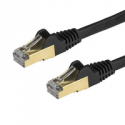 StarTech.com 50cm CAT6A Ethernet Cable, 10 Gigabit Shielded Snagless RJ45 100W PoE Patch Cord, CAT 6A 10GbE STP Network Cable w / Strain Relief, Black, Fluke Tested / UL Certified Wiring / TIA - Category 6A - 26AWG (6ASPAT50CMBK) - Patch cable - RJ-45 (M) to RJ-45 (M) - 50 cm - STP - CAT 6a - snagless - black