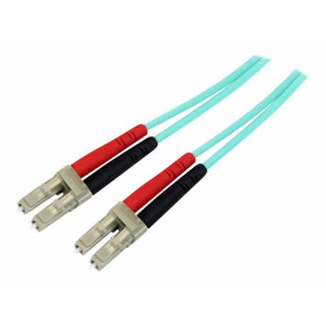 StarTech.com Aqua OM4 Duplex Multimode Fiber - 2m  /  6 ft - 100 Gb - 50 / 125 - OM4 Fiber - LC to LC Fiber Patch Cable (450FBLCLC2) - Network cable - LC multi-mode (M) to LC multi-mode (M) - 2 m - fibre optic - duplex - 50  /  125 micron - OM4 - aqua - 2