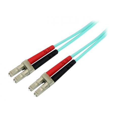 StarTech.com Aqua OM4 Duplex Multimode Fiber - 2m  /  6 ft - 100 Gb - 50 / 125 - OM4 Fiber - LC to LC Fiber Patch Cable (450FBLCLC2) - Network cable - LC multi-mode (M) to LC multi-mode (M) - 2 m - fibre optic - duplex - 50  /  125 micron - OM4 - aqua - 3