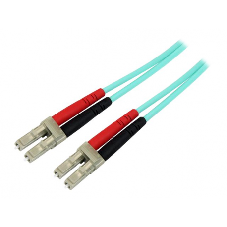 StarTech.com Aqua OM4 Duplex Multimode Fiber - 16 ft  /  5m - 100 Gb - 50 / 125 - OM4 Fiber - LC to LC Fiber Patch Cable (450FBLCLC5) - Network cable - LC multi-mode (M) to LC multi-mode (M) - 5 m - fibre optic - duplex - 50  /  125 micron - OM4 - aqua - 2