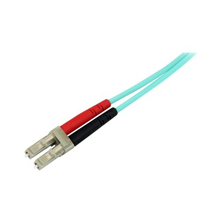 StarTech.com Aqua OM4 Duplex Multimode Fiber - 1m  /  3 ft - 100 Gb - 50 / 125 - OM4 Fiber - LC to LC Fiber Patch Cable (450FBLCLC1) - Network cable - LC multi-mode (M) to LC multi-mode (M) - 1 m - fibre optic - duplex - 50  /  125 micron - OM4 - aqua - 3