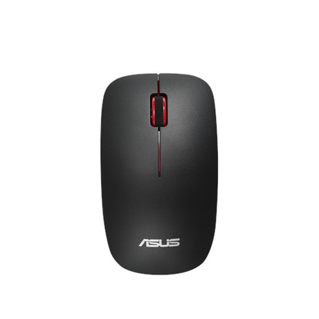 ASUS WT300 - Mouse - right and left-handed - optical - wireless - 2.4 GHz - USB wireless receiver - black, red - 0