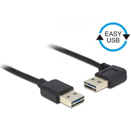 DeLOCK Easy - USB cable - USB (M) left / right angled, reversible to USB (M) reversible - USB 2.0 - 50 cm - black - 0