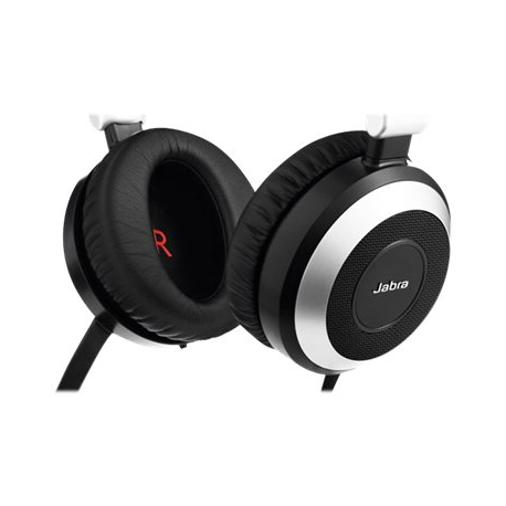 Jabra Evolve 80 MS stereo - Headset - full size - wired - active noise cancelling - 3.5 mm jack - Certified for Skype for Business - 6