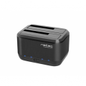 Natec Kangaroo DUAL - HDD docking station with clone function - bays: 2 - 2.5"  /  3.5" shared - SATA 6Gb / s - USB 3.0 - black