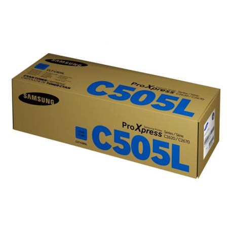 Samsung CLT-C505L - High Yield - cyan - original - toner cartridge (SU035A) - for ProXpress SL-C2620DW, SL-C2670FW, SL-C2680FX - 2