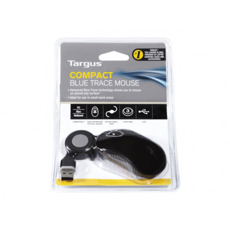 Targus - Mouse - right and left-handed - optical - 3 buttons - wired - USB - black - 3