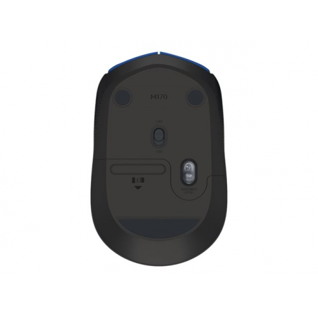 Logitech M171 - Mouse - right and left-handed - wireless - 2.4 GHz - USB wireless receiver - black, blue - 2