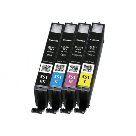 Canon CLI-551 C / M / Y / BK Multipack - 4-pack - black, yellow, cyan, magenta - original - ink tank - for PIXMA iP8750, iX6850, MG5550, MG5650, MG5655, MG6450, MG6650, MG7150, MG7550, MX725, MX925 - 3