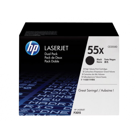 HP 55X - 2-pack - High Yield - black - original - LaserJet - toner cartridge (CE255XD) - for LaserJet Enterprise MFP M525; LaserJet Enterprise Flow MFP M525; LaserJet Managed MFP M525 - 2