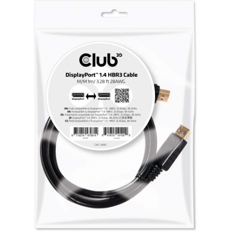 Club 3D - DisplayPort cable - DisplayPort (M) to DisplayPort (M) - DisplayPort 1.4 - 1 m - black - 0