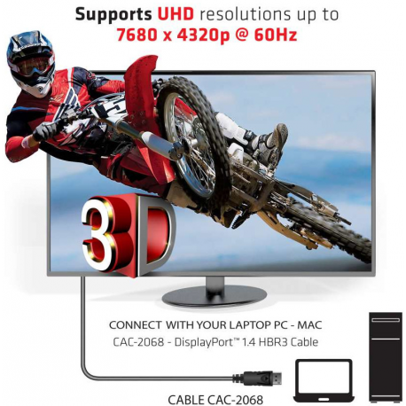 Club 3D - DisplayPort cable - DisplayPort (M) to DisplayPort (M) - DisplayPort 1.4 - 2 m - black - 5