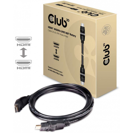 Club 3D CAC-1360 - HDMI cable with Ethernet - HDMI male rotating to HDMI male rotating - 2 m - 4K support - 1