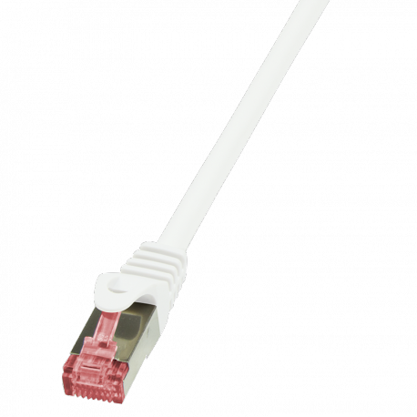 LogiLink PrimeLine - Patch cable - RJ-45 (M) to RJ-45 (M) - 25 cm - SFTP, PiMF - CAT 6 - halogen-free, snagless - white - 0