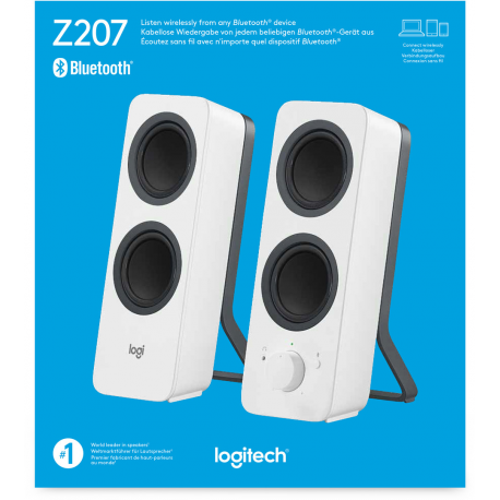 Logitech Z207 - Speakers - for PC - 2.0-channel - wireless - Bluetooth - 5 Watt (Total) - white - 5