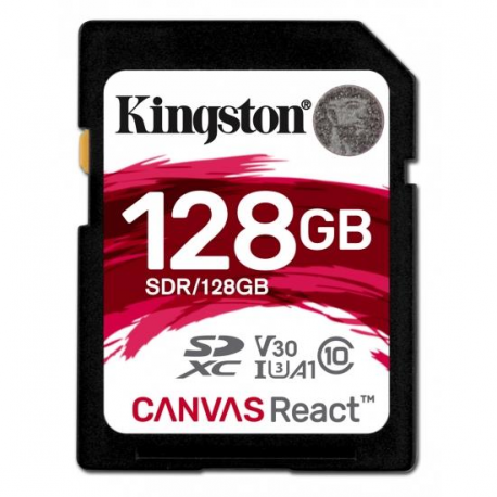 Kingston SDXC Canvas React 128GB 100R/80W CL10 UHS-I U3 V30 A1
