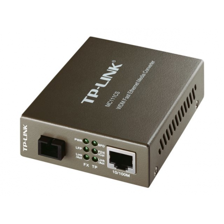 TP-LINK MC111CS - Fibre media converter - 100Mb LAN - 10Base-T, 100Base-FX, 100Base-TX - RJ-45  /  SC single-mode - up to 20 km - 1550 (TX)  /  1310 (RX) nm - 1