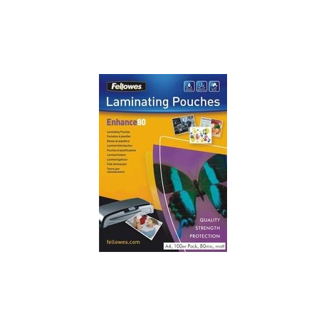 Fellowes - 80 micron - 100-pack - matte - A4 (210 x 297 mm) lamination pouches - 3