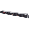 Intellinet 19" 1U Rackmount 8-Way Power Strip - German Type, With On/Off Switch and Overload Protection, 3m Power Cord - Power strip (rack-mountable) - AC 250 V - input: CEE 7/4 - output connectors: 8 (CEE 7/3) - 1U - 19" - 3 m - Germany - black