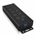 ICY BOX IB-HUB1703-QC3 - Hub - 7 x SuperSpeed USB 3.0 - desktop, wall-mountable